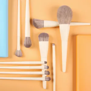 10-piece makeup brush set soft large powder blending brushes cream wooden handle beauty tools