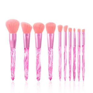 10 pcs crystal makeup brush set iridescent diamond handle professional cosmetic tools powder eyeshadow