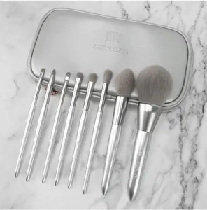 Silbernes 8-tlg. Make-up-Pinsel-Set mit Aufbewahrungstasche professionelle weiche Kosmetikwerkzeuge