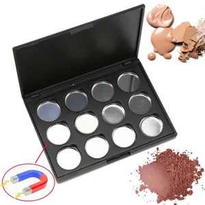Leere Magnetische Lidschatten-Palette DIY Make-up Aufbewahrungsbox Für Blush Metallpfannen Schwarz Kunststoff Kosmetik Organizer