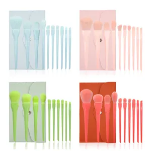 10-piece candy color makeup brush set with portable storage bag soft hair cosmetic tools