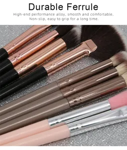 12-piece eye makeup brush set with soft bristles, rose gold ferrules for precise blending.