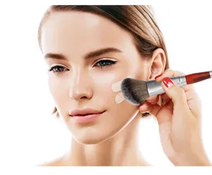 Professional makeup brush with wooden handle for smooth foundation and blush application daily use