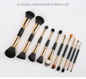 kit de pinceaux de maquillage a double embout 10 pieces outils cosmetiques professionnels