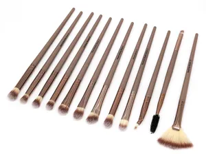 Detailed view of professional eye makeup brush set, soft synthetic bristles for precise blending.