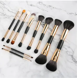 Lot de 10 pinceaux de maquillage double embout outils professionnels pour visage yeux