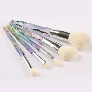 Set de 5 brochas de maquillaje con mango de cristal estilo diamante herramientas cosmeticas polvo