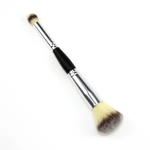 Professional dual ended makeup brush with soft bristles for precise contouring and blush.