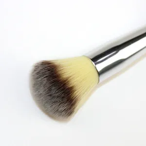 Close-up detail of soft gradient makeup brush bristles with a sleek silver ferrule finish.