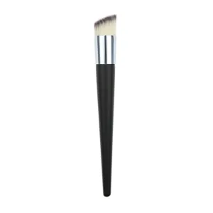 Professional slanted foundation brush with soft synthetic bristles for flawless makeup application.