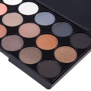 Palette de fards à paupières 15 couleurs, maquillage nude et smokey professionnel mat et scintillant.