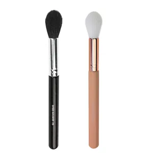 Tapered highlighter makeup brush set, soft animal hair face contour and blush blending tool.