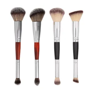 Double ended makeup brush set with dual heads for blush, contour, and flawless face blending.