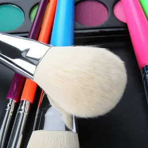 Ensemble de pinceaux de maquillage colorés à poils doux, outils professionnels pour maquillage.
