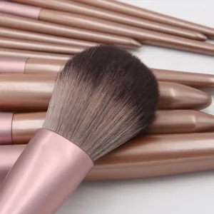 Professional makeup brush set detail shot featuring soft bristles and elegant handle.