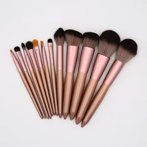 12-piece makeup brush set featuring soft synthetic bristles and rose gold handles for daily makeup.