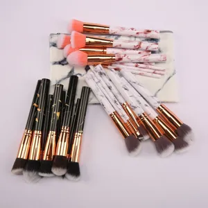 Marmor Make-up Pinsel Set mit Kosmetiktasche, weiche Borsten, professionelle Kosmetik Details.