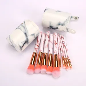 10 Stk. Marmor Make-up Pinsel Set Tragbare Kosmetikwerkzeuge Pinsel mit Halter Etui