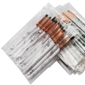 10-teiliges Marmor Make-up Pinselset mit Roségold Zwingen für professionelles Lidschatten.