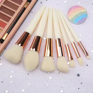 Witte Handgreep Roségouden Buis Make-up Borstel Collectie Professionele Synthetische Vezel Cosmetische Hulpmiddelen Voor Foundation Blush Oogschaduw