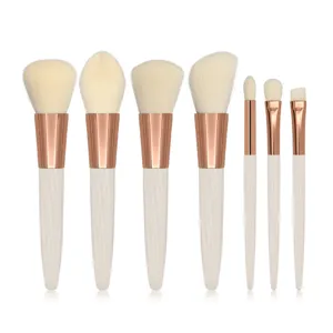 7-delige make-up kwast set witte handvat roségouden huls professionele poeder blush tools