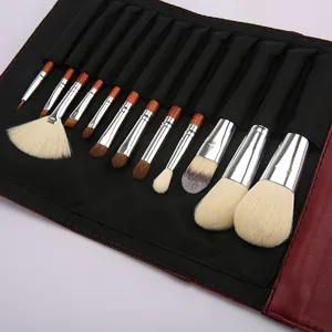 12-teiliges Make-up-Pinsel-Set mit Tasche, weiche Borsten für Puder Lidschatten Kosmetik.