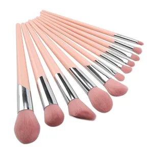 Professional pink makeup brush set with soft bristles for flawless face and eye makeup application.