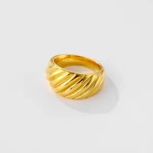 French vintage stainless steel diagonal texture ribbed wide ring detail shot for chic daily.