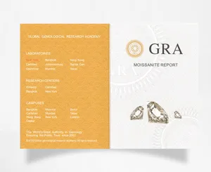 GRA Moissanit Zertifikat Report Dokument Detailansicht der edlen Edelsteinforschung.