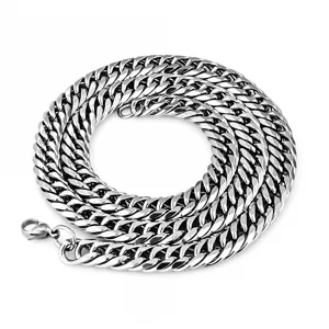 Stainless steel cuban link chain necklace for men, heavy metal thick curb chain jewelry.