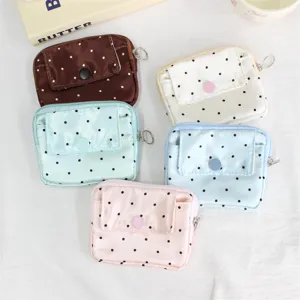 Multi-functional mini portable polka dot printed flip coin purse and card holder