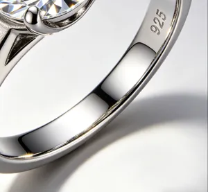 Exquisites S925 Sterlingsilber Ringdetail mit klassischer sechs-Krabben Fassung.