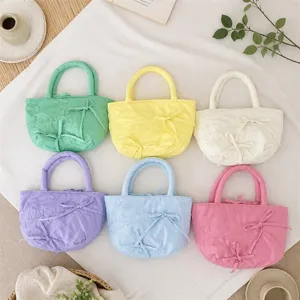 Borsa a Mano Plissettata da Donna Tinta Unita Coulisse con Fiocco Piccola Borsa a Mano Elegante Borsa da Giorno Pendolare Gioielli