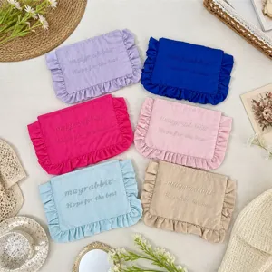 Süßes Rüschen Kosmetiktasche Set, wasserdichte Make-up Tasche mit Stickerei für Frauen.