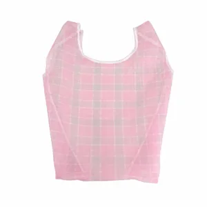 Roze geruite organza tote bag transparante boodschappentas lichtgewicht esthetische handtas