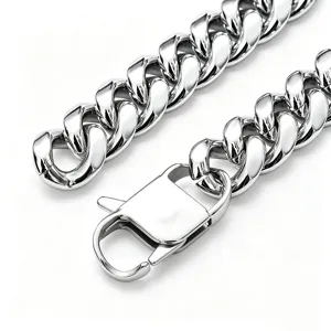 Stainless steel Cuban chain necklace for men, thick chunky link chain, hip hop jewelry.