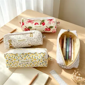 Korean style floral lace pencil case large capacity student stationery pouch bag