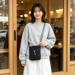Nylon Mini Umhängetasche für Damen, süße Pünktchen Handytasche, lässige kleine Schultertasche.