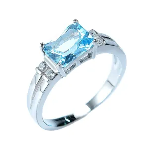 Eleganter hellblauer Edelsteinring mit Weissgoldplattierung fur Damen Modeschmuck.
