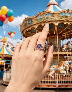 S925 Silber Amethyst Ring, exquisite Blätter Design Luxus Damen Ring Schmuck.