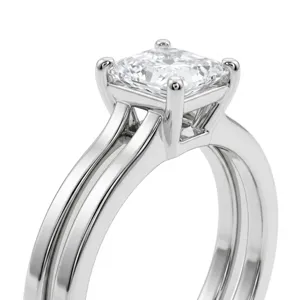 Edler 925 Silber Prinzessin Schliff Diamant Ring Detailansicht Schmuck Prachtvolles Design