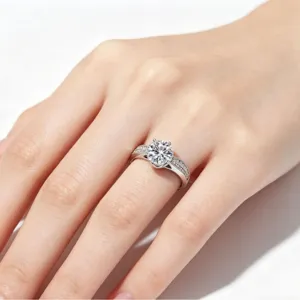 Klassischer Sechs-Klauen-Kronenring Für Frauen Silberring Modisch Pendeln Geometrische Runde Form Accessoires Schmuck Geschenk