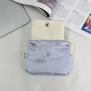 Mini coin purse card holder with bow print, versatile portable small storage bag for daily use.