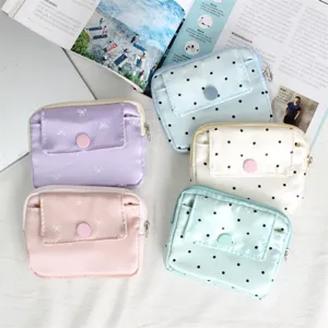 INS style polka dot bow print flap coin purse multi-functional mini portable card holder bag