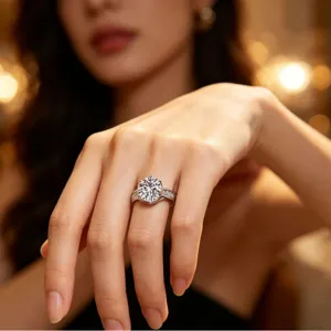 Atemberaubender Solitär-Labor-Diamantring mit klassischem Sechsfach-Design aus S925 Silber.