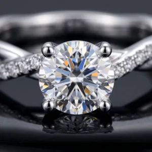 S925 Sterlingsilber Lab-Diamant Ring Verdrehter Arm Vier Zinken Bypass Design Feiner Schmuck Für Damen Geschenk