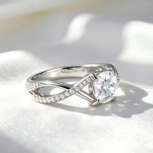 Wunderschöner 4-Kragen verdrillter Pave Diamant Silberring, elegantes Schmuck Hauptbild.