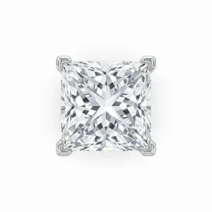 Klassischer Prinzessschliff Diamantring mit vier Krappen Silberfassung für Damen.