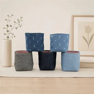 Jeans Stoff Aufbewahrungsbox Desktop Organizer kleine Körbe für Kosmetik und Deko