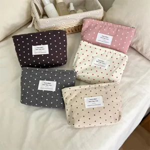Borsa cosmetica in tessuto con stampa a stelle pochette trucco con zip custodia da viaggio